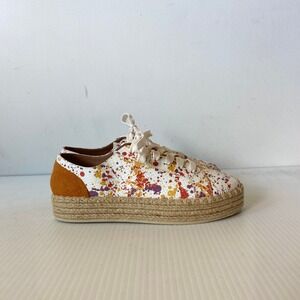 Flux Madalyn Expadrille Sneakers White Paint Splatter Leather Womens US 6
